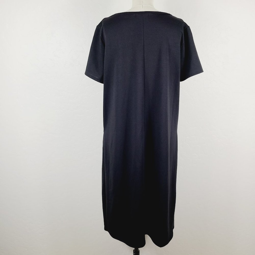Roolee Nursing Dress XL Black Knit Short Sleeve Pullover Midi Shift - Picture 3 of 5